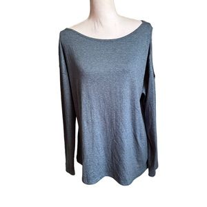HIYIYEZI Women's Fall Top Blue Long Sleeve Casual Loose Tunic Shirt Scoop Sz 2X